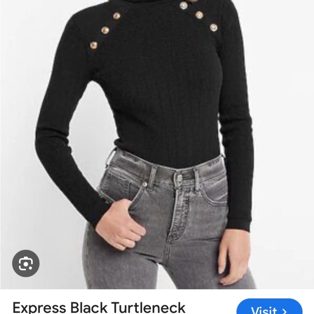 Express Black Turtleneck with Button Accents - image 1